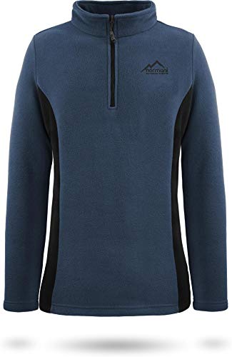 normani Damen Fleecepullover Winterpullover Skipullover mit Stehkragen und halber Reißverschluss, schnelltrocknend und EXTREM warmes Sweatshirt 280 g/m² Farbe Blau/Schwarz Größe M von normani