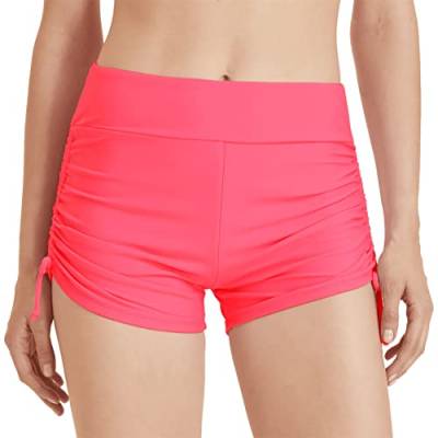 outfit spring Damen Badeshorts Badehose Kurze Schnell Trocknend Boardshorts Hohe Taille Gummibund Schwimmshorts Schwimmhose Bikinihose mit Taschen für Sommer Strand Wassersport L Zeichenfolge Rosa von outfit spring