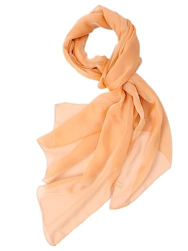 Prettystern Damen Herren festlich 200cm XL Seidenschal Chiffon Seidentaft 100% Seiden-Stola für Abendkleid Schultertuch 7. golden-orange von Prettystern