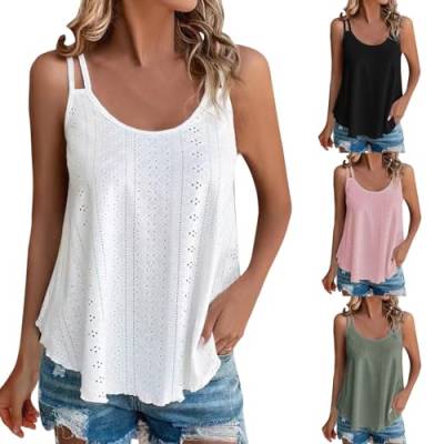 Damen Tank Top Sommer Spaghetti Cami Oberteile Ärmellose Rundhalsausschnitt Shirt Blusen Tops von pvucpot