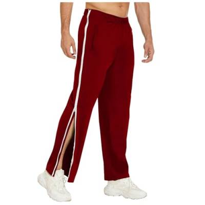 Reha Hose Damen Herren Seitlich Zu Öffnen Baggy Trainingshose mit Seitlichem und Reißverschluss Am Bein Weites Bein Schnellfickerhose Druckknöpfen Sporthose Freizeithose Breite Jogginghose Lässig von pvucpot