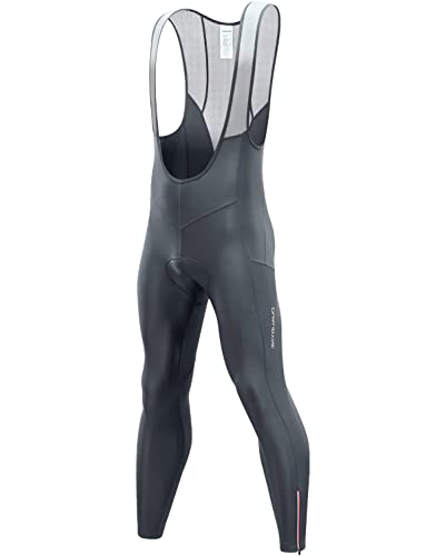 qualidyne Herren Radsport Trägerhose 3D Gepolstert Winter Thermo Kaltes Wetter Fahrrad Lange Leggings von qualidyne