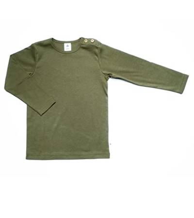 rescence naturel/Baby-Kinder Baby Kinder Langarmshirt Bio-Baumwolle 13 Farben T-Shirt Shirt Jungen Mädchen Gr. 50/56 bis 140 (128, Oliv-grün) von rescence naturel/Baby-Kinder