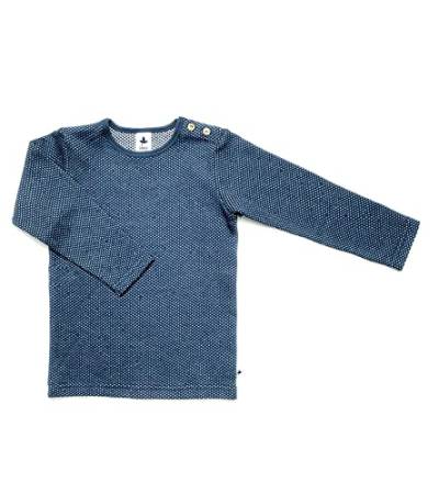 Baby Kinder Langarmshirt Bio-Baumwolle 13 Farben T-Shirt Shirt Jungen Mädchen Gr. 50/56 bis 140 (62-68, Indigo/Weiß/Wabenstruktur) von rescence naturel/Baby-Kinder