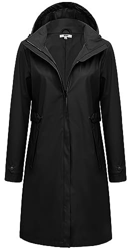 rhythm of the rain Regenmantel Damen Wasserdicht Regenjacke Atmungsaktiv Gefüttert ELVA BLACK7-36-EU von rhythm of the rain