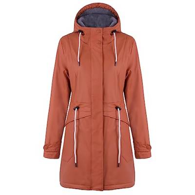 rhythm of the rain Regenjacke Damen mit Warm gefüttert Winterjacke Damen wasserdicht PU Regenmantel Friesennerz übergangsjacke mit Kapuze Karamell 40 von rhythm of the rain