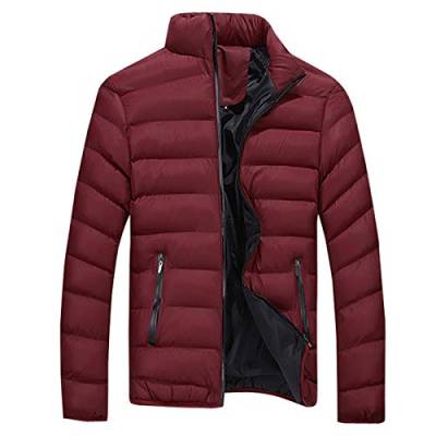 Herren Daunenjacke winter leicht Warm Winterjacke mit Reißverschluss Pufferjacke Casual Solid color Stehkragen Baumwolle Steppjacke Große Größen Innenfutter Winterjacken für Männer von riou