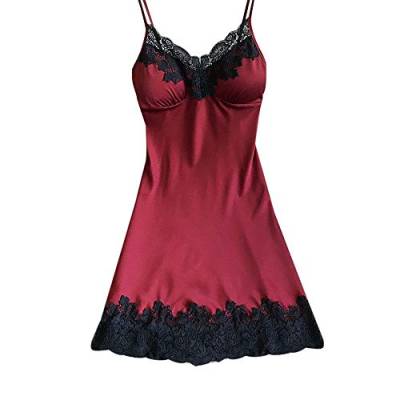 riou Nachthemden Für Damen Sexy Spitze Nachthemd V-Ausschnitt Babydoll Spitze Dessous Negligee Nachtwäsche Spaghetti Träger Kleid Sleepshirt Schlafshirt Freizeit Leichte Sexy Schlafanzug von riou