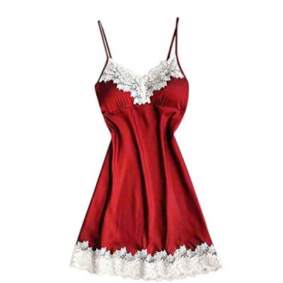 riou Nachthemden Für Damen Sexy Spitze Nachthemd V-Ausschnitt Babydoll Spitze Dessous Negligee Nachtwäsche Spaghetti Träger Kleid Sleepshirt Schlafshirt Freizeit Leichte Sexy Schlafanzug von riou