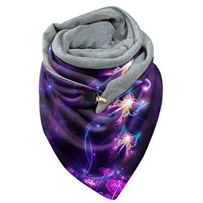 riou Schals für Damen winter Dreieck Winterschal Warm Elegant Dreieckstuch Baumwolle Bequem Lieblingsschal Persönlichkeit-Geometrische Scarf Blumendruck Schal Poncho Soft Wrap Lange Stola Poncho von riou