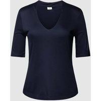 s.Oliver BLACK LABEL T-Shirt aus Viskose mit V-Ausschnitt in Marine, Größe 38 von s.Oliver BLACK LABEL