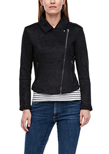 s.Oliver Damen Bikerjacke in Suede-Optik Black 40 von s.Oliver