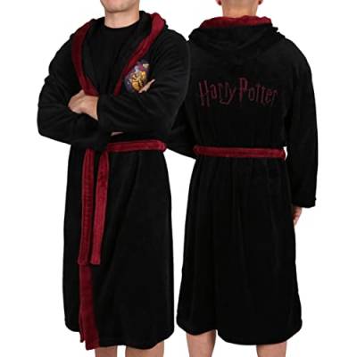 Schwarzer Herren-Bademantel mit Kapuze Harry Potter GRYFFINDOR, Zertfikat ÖKO-TEX STANDARD 100 M von sarcia.eu