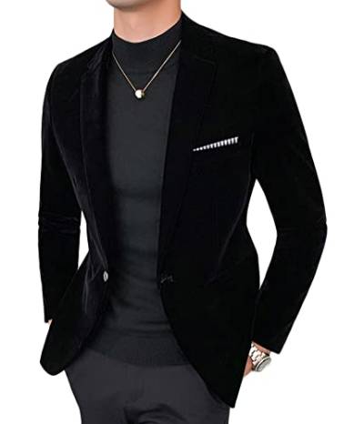 shownicer Herren Sakkos Lässige Blazer Jacken Freizeitanzug Leichte Jacken Eine Knopf Anzug Anzugjacke Persönlichkeit Freizeitanzug Jacke Herbst und Winter A Schwarz XL von shownicer