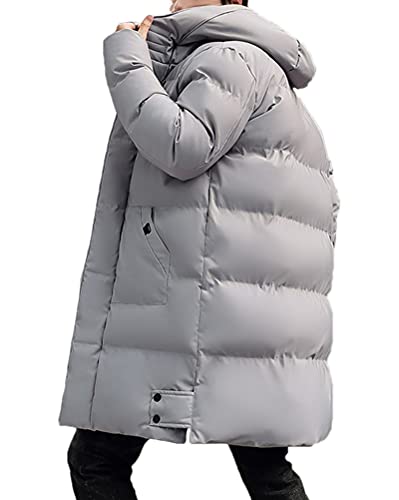 shownicer Herren Winterjacke Lange Daunenjacke Warm Parka Jacke mit Kapuze Steppjacke Wintermantel Casual Verdicken Warme Daunenmantel B Grau XXL von shownicer