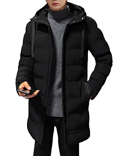 shownicer Herren Winterjacke Lange Daunenjacke Warm Parka Jacke mit Kapuze Steppjacke Wintermantel Casual Verdicken Warme Daunenmantel C Schwarz XXL von shownicer