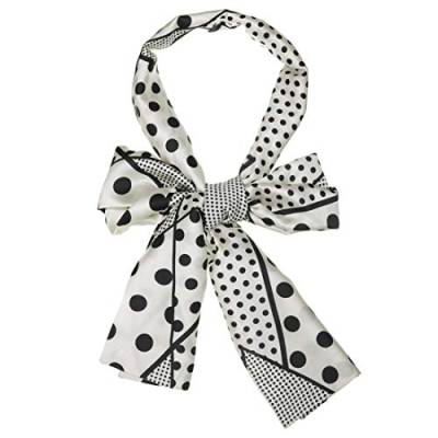 sourcing map Damen Lange Dünn Hals Schals Ketten Streifen Polka Dots Haarband Halstuch Weiß 147 x 13cm von sourcing map