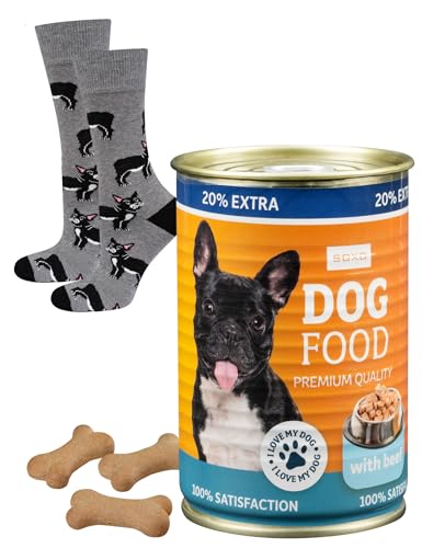 soxo Hundefutter Socken Herren Lustige Geschenke Für Damen Hund Baumwolle Socks 40-45 Buldogge von soxo