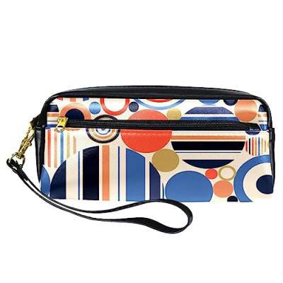 Kleine Make-up-Tasche für Frauen,Leder-Make-up-Tasche,Reise-Kosmetiktasche,Bunte Geometrie modern Drucken von suojapuku