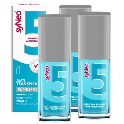 syNeo 5 Antitranspirant Pumpspray, Anti Schweiß Deo für Damen und Herren gegen starkes Schwitzen, Anti Transpirant Antiperspirant Spray, 3er Pack (3 x 30 ml) von syNeo