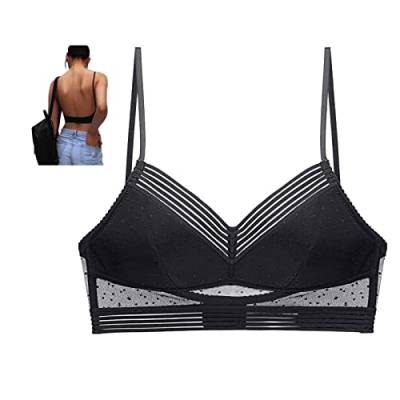 Comfort Lift-BH mit Niedrigem Rücken BH für Tiefen Rückenausschnitt Damen Spitzen BH Push Up Sexy U-förmiger Lifting-BH Komfort Bralette Ohne Bügel V-Ausschnitt Bustier Rücken-BH von tsaChick