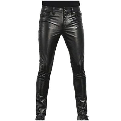 Jogginghose Herren Full Length Pants Punk Retro Gothic Slim Fit Freizeithosen Solide Farbe Casual Lederhosen JmP467 von tsaChick