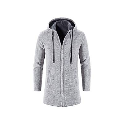 tsaChick Outdoor Jacken FüR Damen Lang Strickjacke für Herren Moderne Mode Herbst lang lässig solide mit Kapuze gestrickte Strickjacke M-4XL von tsaChick