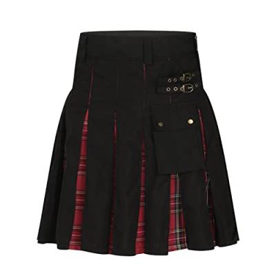 Rock Black Pistol Herren Gothic Kilt/mit Ketten - Chain Skirt Denim Rock, schottenrock Herren schwarz rot, schottenrock Herren Kilt 5XL, Herren Gothic, schottenrock Herren von tsaChick