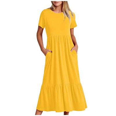 tsaChick Ärmelloses figurbetontes langes Kleid aus geripptem Strick mit Rundhalsausschnitt und Cut-Out für Damen mit geteiltem Saum chiffonkleid Damen gr 40 schwarz Yellow L 38 von tsaChick