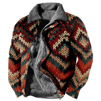 tsaChick Herren Mantel Lang Männer Langarm Coat Winterjacke Herren Classic Umlegekragen Folk-Stil Strickpullover Tasche Reißverschluss gepolsterte Kapuzenjacke Mantel Langarmshirts für Herren S-5XL 7 von tsaChick