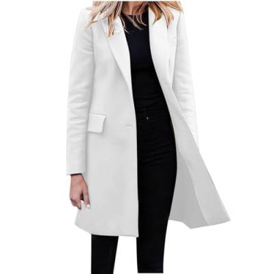 tsaChick Trenchcoat Damen Lang Blazer Langärmeliger, mittellanger, einreihiger, einfarbiger Damenblazer Langärmeliger, kapuzenloser, lässiger Mantel/Jacke S-5XL Strickjacken Damen Modern Lang von tsaChick