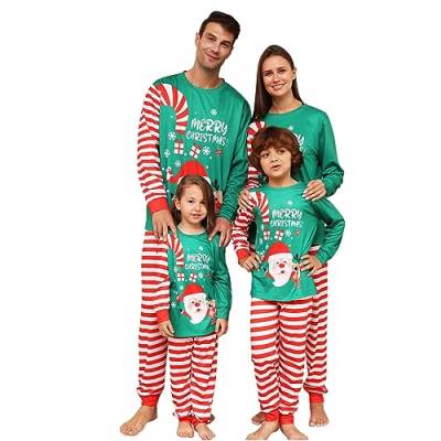 tsaChick Weihnachtspyjamas Familie Passender Pyjamas Set Weihnachten Weihnachts Pyjama Weihnachten Pyjama Set Schlafanzug Lang Outfit Winter Damen Weihnachtshosen Grün 12T von tsaChick