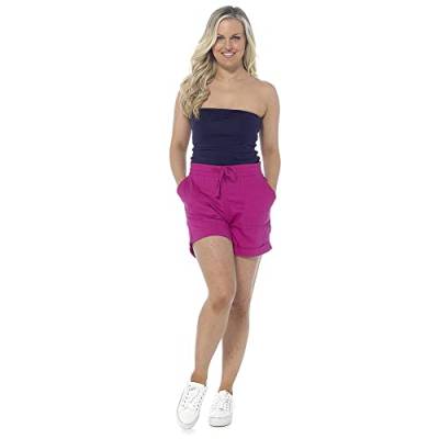 undercover lingerie Leichte Damen-Shorts aus Leinen, für den Sommer, Paperbag oder gerippte Stretch-Taille, Gerippte Taille – Berry, 36 von undercover lingerie