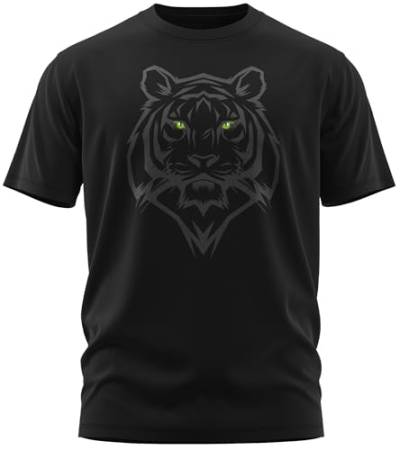 NØRTH Legendary Herren T-Shirt - Tiger Kriegerkult Symbol Brust Aufdruck, nordische Wikinger Walhalla Geschenke für Männer, Odin Thor Valhalla Viking Shirt, Farbe:Schwarz/Grün, Größe:3XL von vanVerden