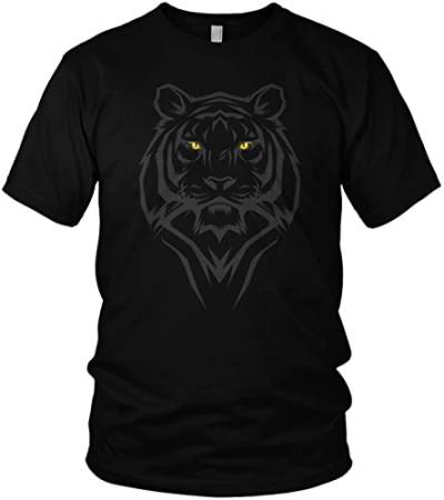 NØRTH Legendary Herren T-Shirt - Tiger Kriegerkult Symbol Brust Aufdruck, nordische Wikinger Walhalla Geschenke für Männer, Odin Thor Valhalla Viking Shirt, Farbe:Schwarz/Gelb, Größe:L von vanVerden