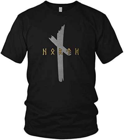 NØRTH Legendary Herren T-Shirt - Original North Runen Logo Gold/Silber Edition, nordische Wikinger Walhalla Geschenke für Männer, Odin Thor Valhalla Viking, Farbe:Gold/Silber, Größe:3XL von vanVerden
