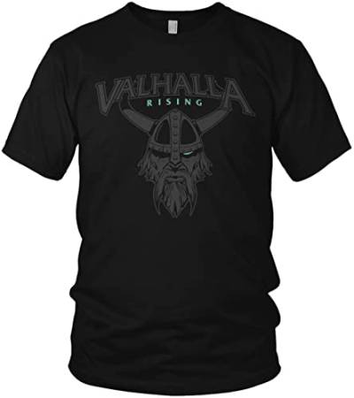 NØRTH Legendary Herren T-Shirt - Vahalla Krieger Nordmann Brust Aufdruck, nordische Wikinger Walhalla Geschenke für Männer, Odin Thor Valhalla Viking Shirt, Farbe:Schwarz/Petrol, Größe:XXL von vanVerden