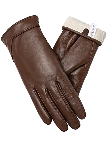vislivin Touchscreen Handschuhe Damen Winter Lederhandschuhe Warme Leder SMS Handschuhe Braun XL von vislivin