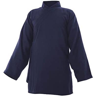 Baumwolle (Leicht) Kung Fu & Tai Chi Shirt Diagonaler Kragen Langarm - Taiji Anzug Dunkelblau 180 von wu designs