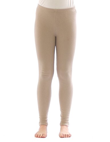 YESET Kinder Thermo Mädchen Leggings Fleece Hose lang Leggins aus Baumwolle beige 140 von YESET