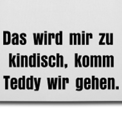 Ich will mir einen Jutebeutel bedrucken oder auch selbst machen...was davon soll ich mir machen? :)

"Ibag" oder "Read a book not a Jutebeutel" oder "Don't stop me" oder "Das wird mir hier zu kindisch, komm Teddy wir gehen" ?