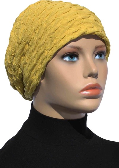 BEANIE MÜTZE leichte unifarbene Mütze Chemo Mütze Welle senfgelb BEANIE MÜTZE leichte unifarbene Mütze Chemo Mütze Welle senfgelb von klennes