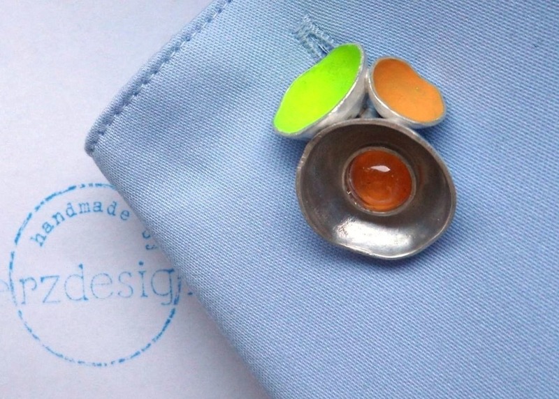 Manschettenknöpfe aus Sterlingsilber mit Mandaringranat von erzdesign.de