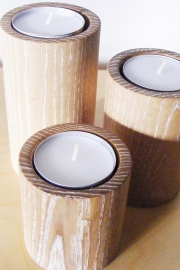 Windlichtset aus Eichenholz / Größe: Ø55 x 100/80/60 mm Windlichtset aus Eichenholz / Größe: Ø55 x 100/80/60 mm von Holzfelge