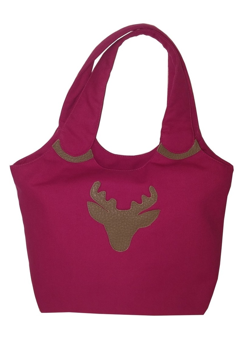 Stoff Beutel mit Hirschkopfmotiv beere von Unikats-by-Sabine-Greim