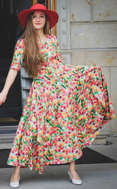 Maxikleid Jerseykleid Baumwolle Digitaldruck Tulpen Handmade Maxikleid Jerseykleid Baumwolle Digitaldruck Tulpen Handmade von klennes