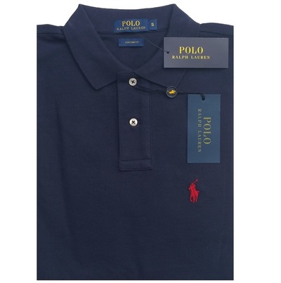 Ralph Lauren Polo Shirt Custom Fit Navy -Rotes Small Pony NEU-OVP S-XXL von fairhandelshop