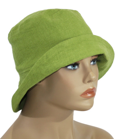 Damen Hut Bucket Hat Leinen Hut Sonnenhut Eimerhut grün limette von klennes