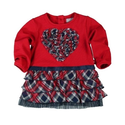 Boboli Kleid Herz und Rüschen in rot/blau von LALELU Baby- und Kindermode