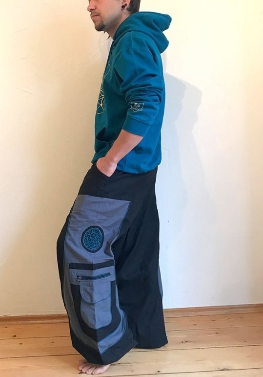 Pluderhose Haremshose Blume des Lebens Flower of Life Hose Hippie Kleidung Goa Klamotten Yoga von Gravity Shift  ॐ Psy-Hippie-Goa-Shop